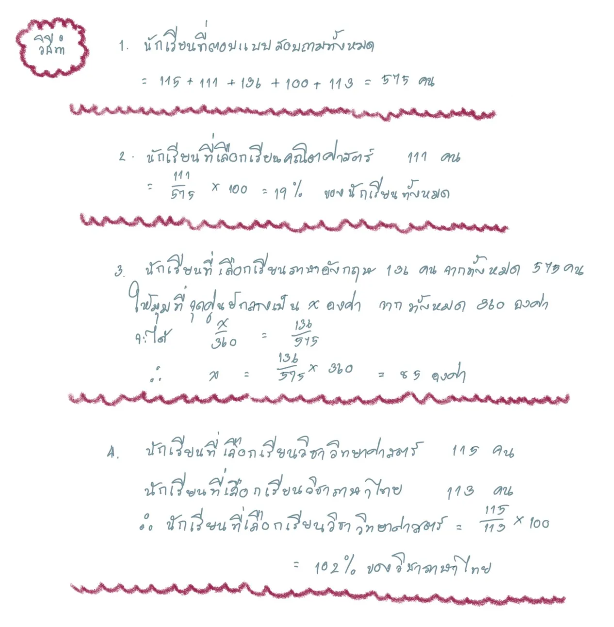 โจทย์แผนภูมิวงกลม
