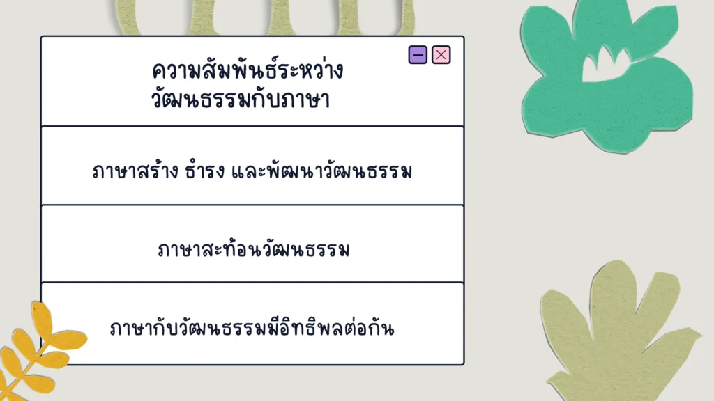 วัฒนธรรมกับภาษา