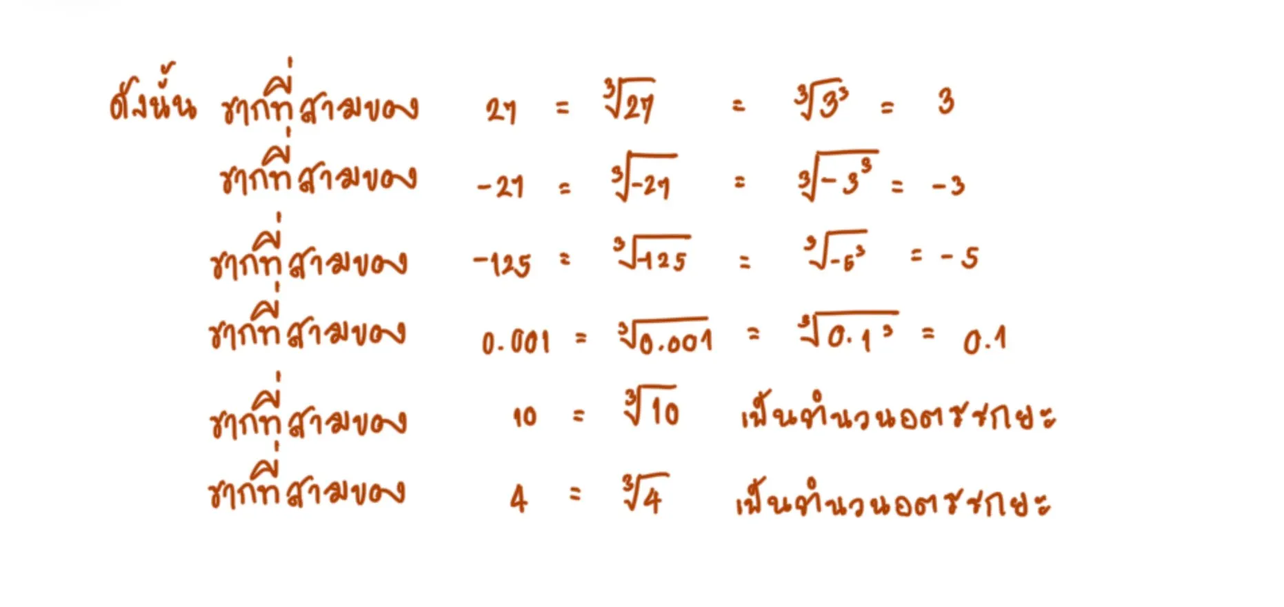 รากที่สามของตัวเลข